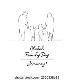 line art of Global Family Day good for Global Family Day celebrate. line art.