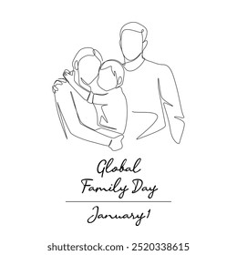 line art of Global Family Day good for Global Family Day celebrate. line art.