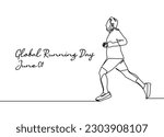 line art of global running day good for global running day celebrate. line art. illustration.