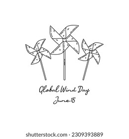 line art of global wind day good for global wind day celebrate. line art. illustration.