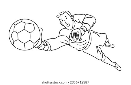 line art of goalkeeper catch ball vector illustration