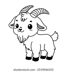 Line art of goat cartoon vector