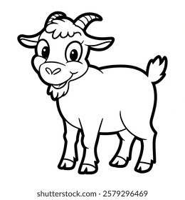 A line art goat illustration of a coloring page