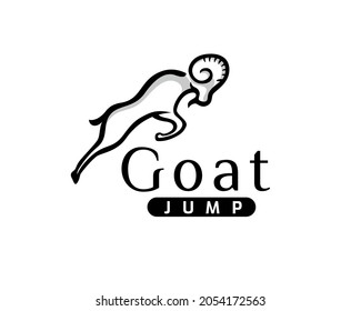 line art goat jump high drawn logo template illustration