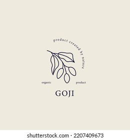 Line art goji berry branch illustration