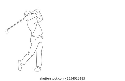 Line art of a golf player copy space vector art illustration