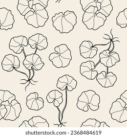 Line art gotu kola seamless pattern