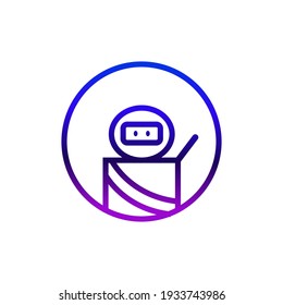 line art gradient ninja icons carrying swords, pictograms for simple symbols of characters