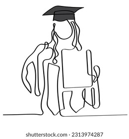 line art of graduation scene. graduation day print . isolated and minimal line art of graduating students.