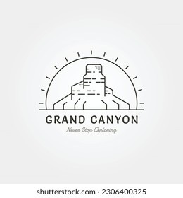 line art grand canyon vector illustration design, cliff minimal logo design