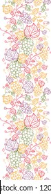 Line art grape vines vertical seamless pattern background