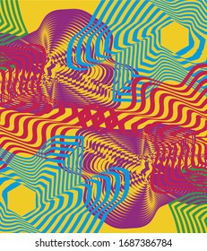 Line art graphic design vector art in mixed colors.