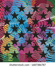 Line art graphic design vector art in mixed colors.
