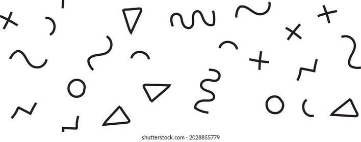 Line Art Graphic Pattern. Pop Fashion Pattern. Line Seamless Sketch. Retro Monochrome Wallpaper Print. Vector Plus Ornament. Vector Set Scribble Collection Cross Geometric Shape. Flat Creative Doodle.