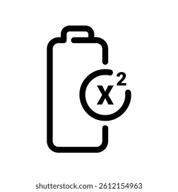 Line Art Graphic Representing Double Capacity or Extended Life Battery