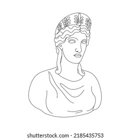 Line Art Greek Sculpture of Beautiful Woman. Aesthetic statues 