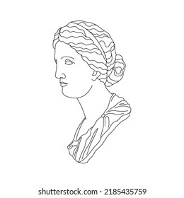 Line Art Greek Sculpture of Beautiful Woman. Aesthetic statues 