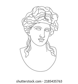 Line Art Greek Sculpture of Beautiful Woman. Aesthetic statues 