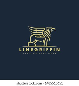 Line Art Griffin Illustration Vector Template