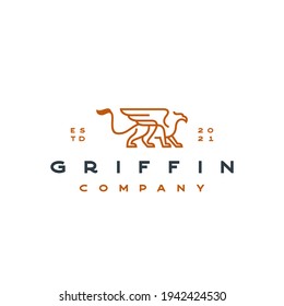 Line Art Griffin Vector Illustration Logo Design Template