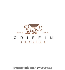Line Art Griffin Vector Illustration Logo Design Template
