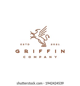 Line Art Griffin Vector Illustration Logo Design Template