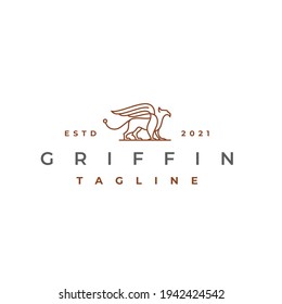 Line Art Griffin Vector Illustration Logo Design Template