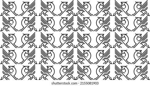 Line Art Griffin Vector Illustration Logo Design Template. Vector pattern.