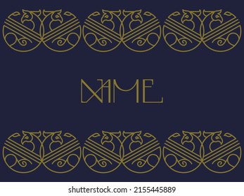 Line Art Griffin Vector Illustration Logo Design Template. Vector pattern. Gold pattern isolated on the dark background.