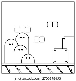 El arte de la línea de fondo del juego de tierra