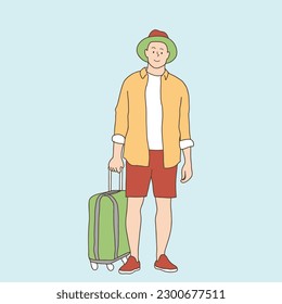 line art group of friends female traveler carrying a suitcase Tourists travel abroad. Relax. Travel is a concept. Hand drawn.
simple line cartoon