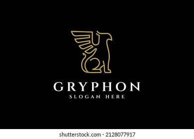 line art of gryphon, business logo design concept