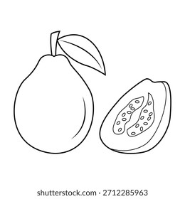 A arte da linha de Guava Fruit Half Cut