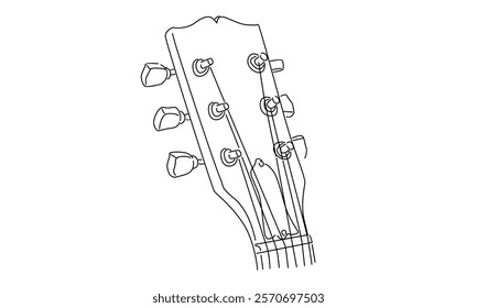 line art of guitar headstock illustration