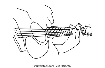 line art of guitarist playing guitar