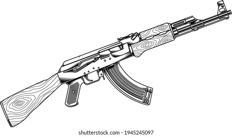 Line Art Guns Ak 47