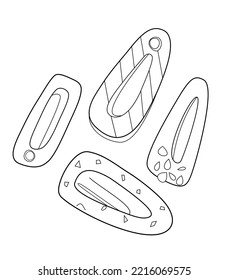 Line art of hairpins. Minimalist illustration in black and white. For tattoo, logos, cards, posters. Hair accessories