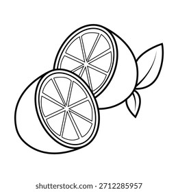 A arte da linha do fruto do limão meio cortado