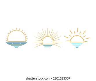 Line Art Half Sun From Water Colored Vector 