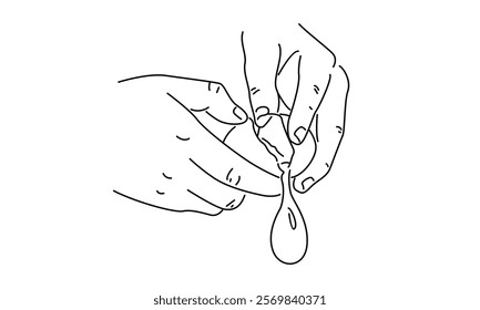 line art of hand cracking egg