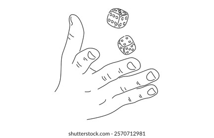 line art of hand with dice illustration