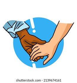 line art hand in hand with different skin color