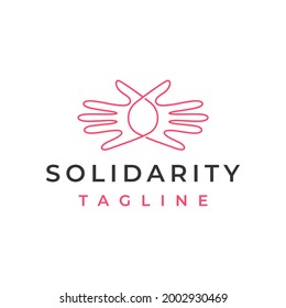 Line art Hand diversity team community logo design vector illustration