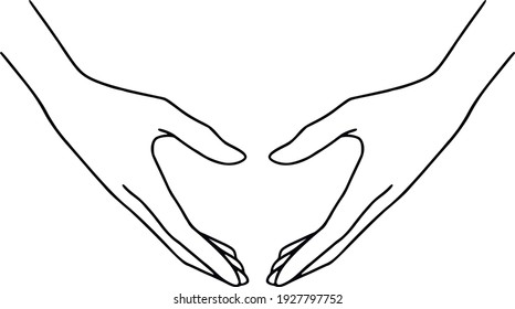 Line art hand. Hand drawn female hands. Vector Illustration gesture. Woman hand isolated. Minimalism hand icon. Female line drawing. Realistic Gesture. 