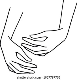 Line art hand. Hand drawn female hands. Vector Illustration gesture. Woman hand isolated. Minimalism hand icon. Female line drawing. Realistic Gesture. 