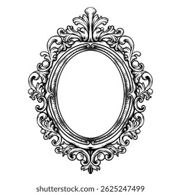line art hand drawn illustration of vintage frame victorian