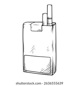line art hand drawn illustration of a cigarette