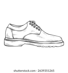 line art hand drawn illustration of a shoe
