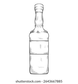 line art hand drawn illustration of a alcoholic beverage bottles