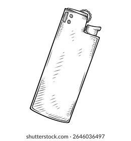 line art hand drawn illustration of a gas lighter